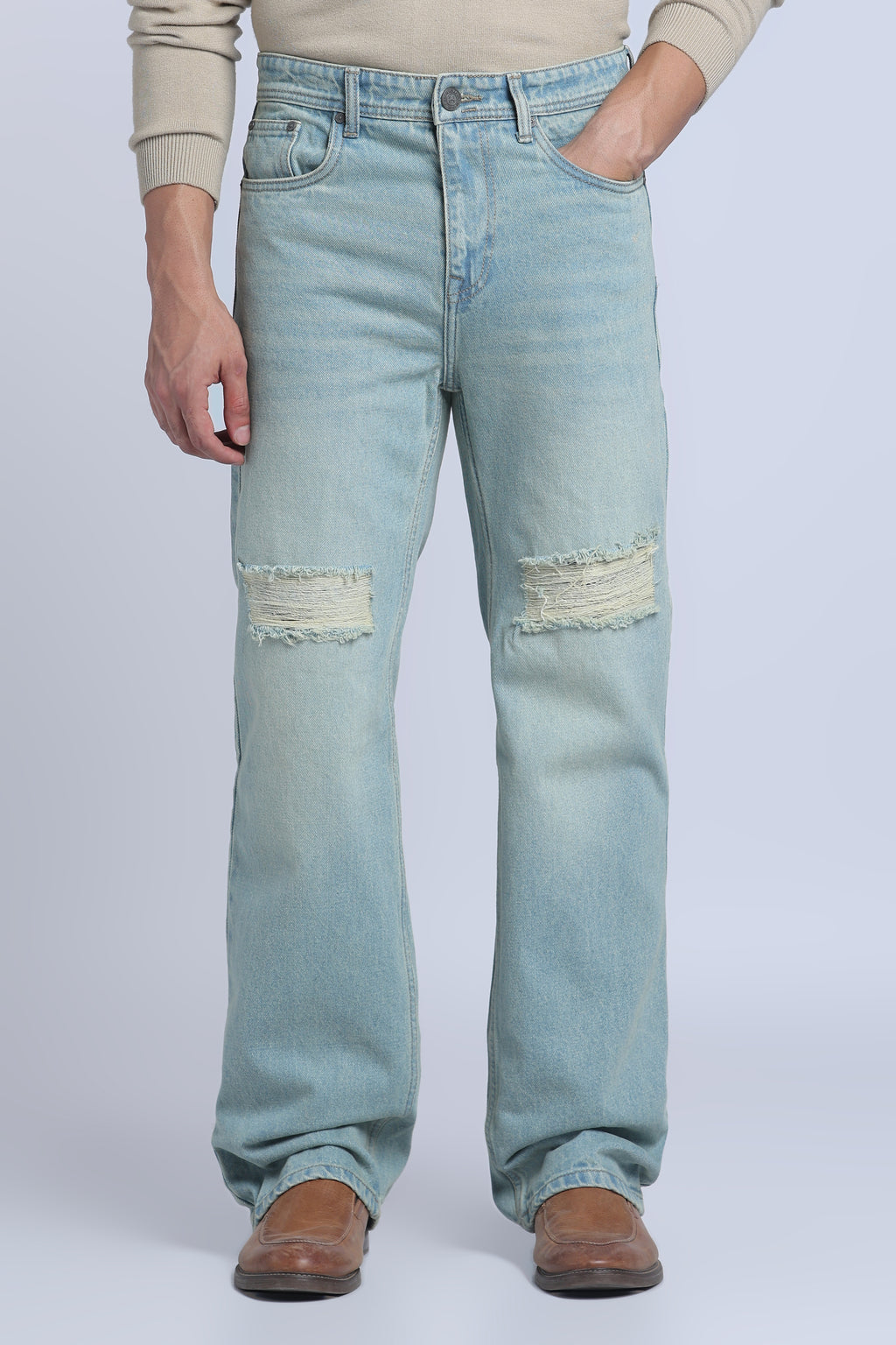 Hillover  Blue Ripped Straight Fit