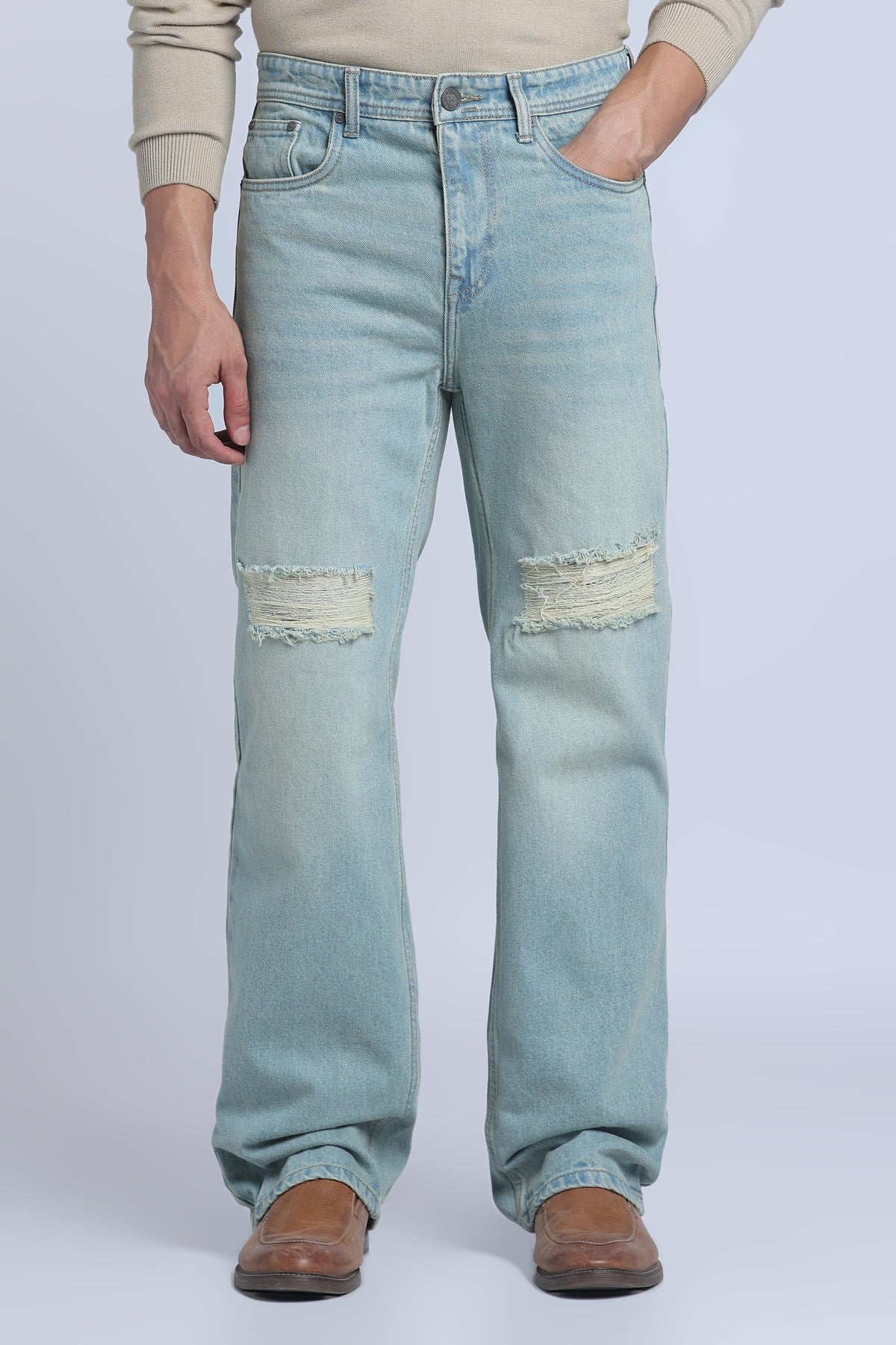 Hillover  Blue Ripped Straight Fit