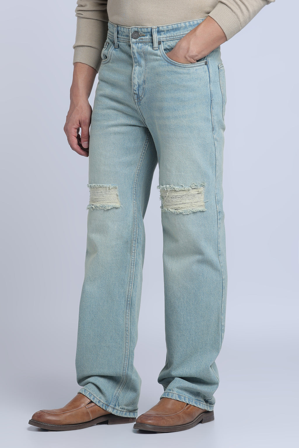 Hillover  Blue Ripped Straight Fit