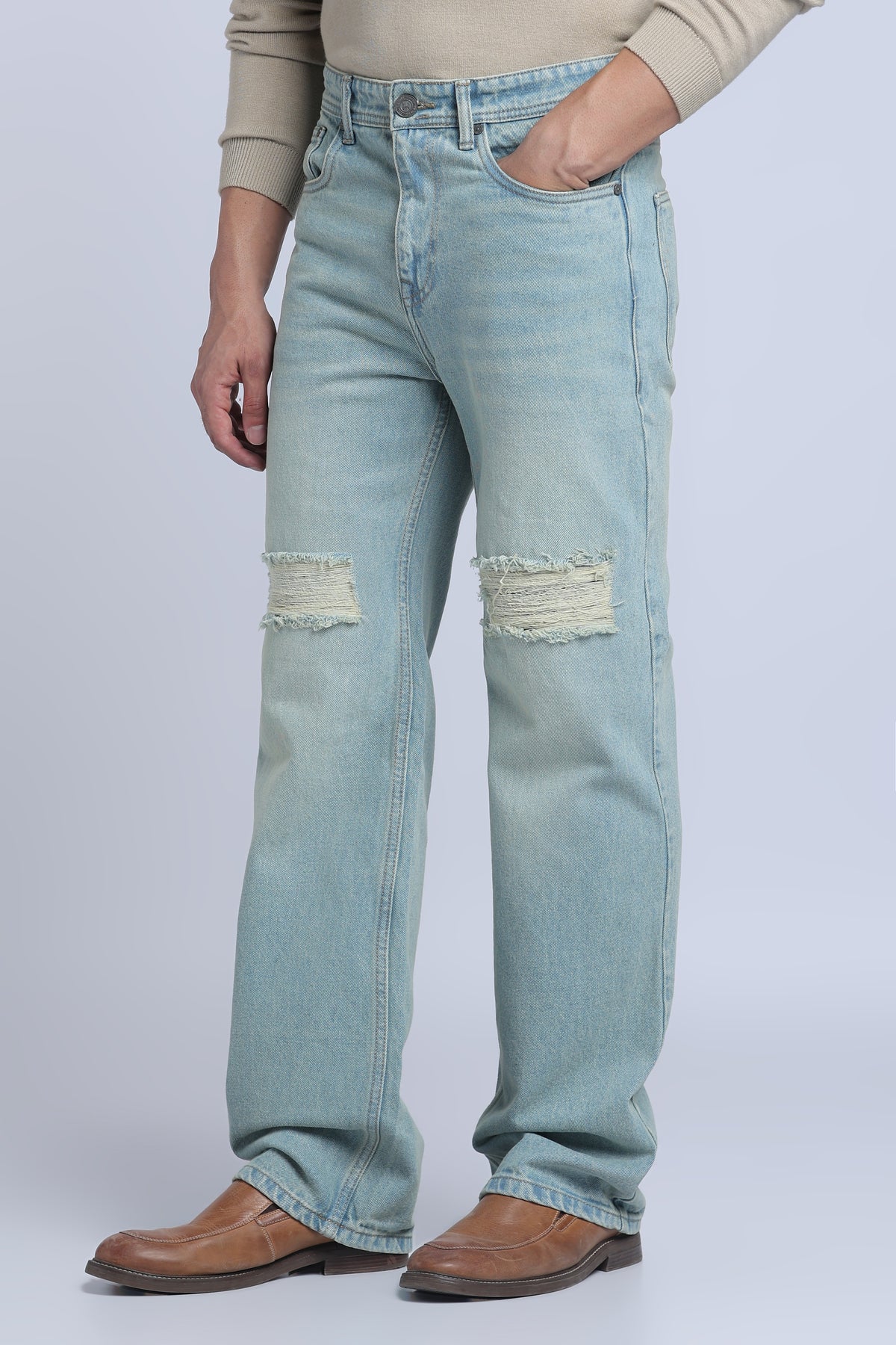 Hillover  Blue Ripped Straight Fit