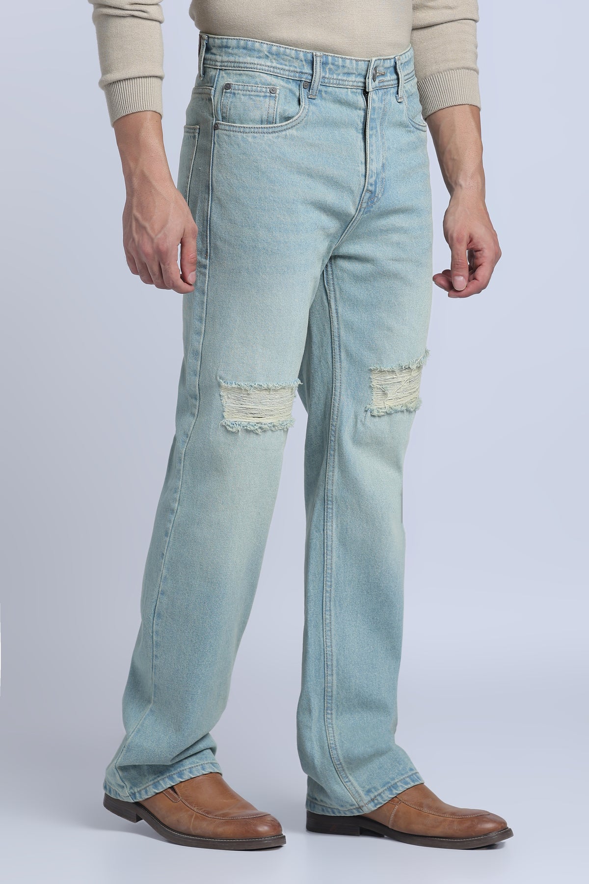 Hillover  Blue Ripped Straight Fit