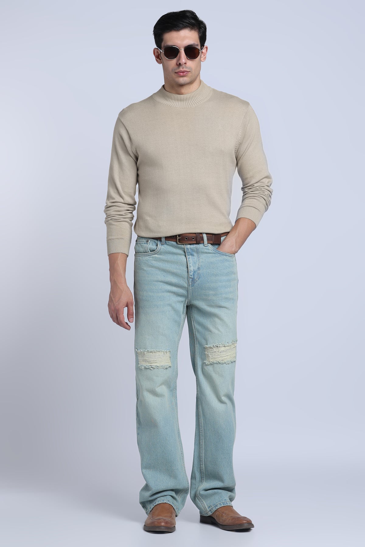 Hillover  Blue Ripped Straight Fit
