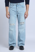 Hillover Light Blue Ripped Straight Fit
