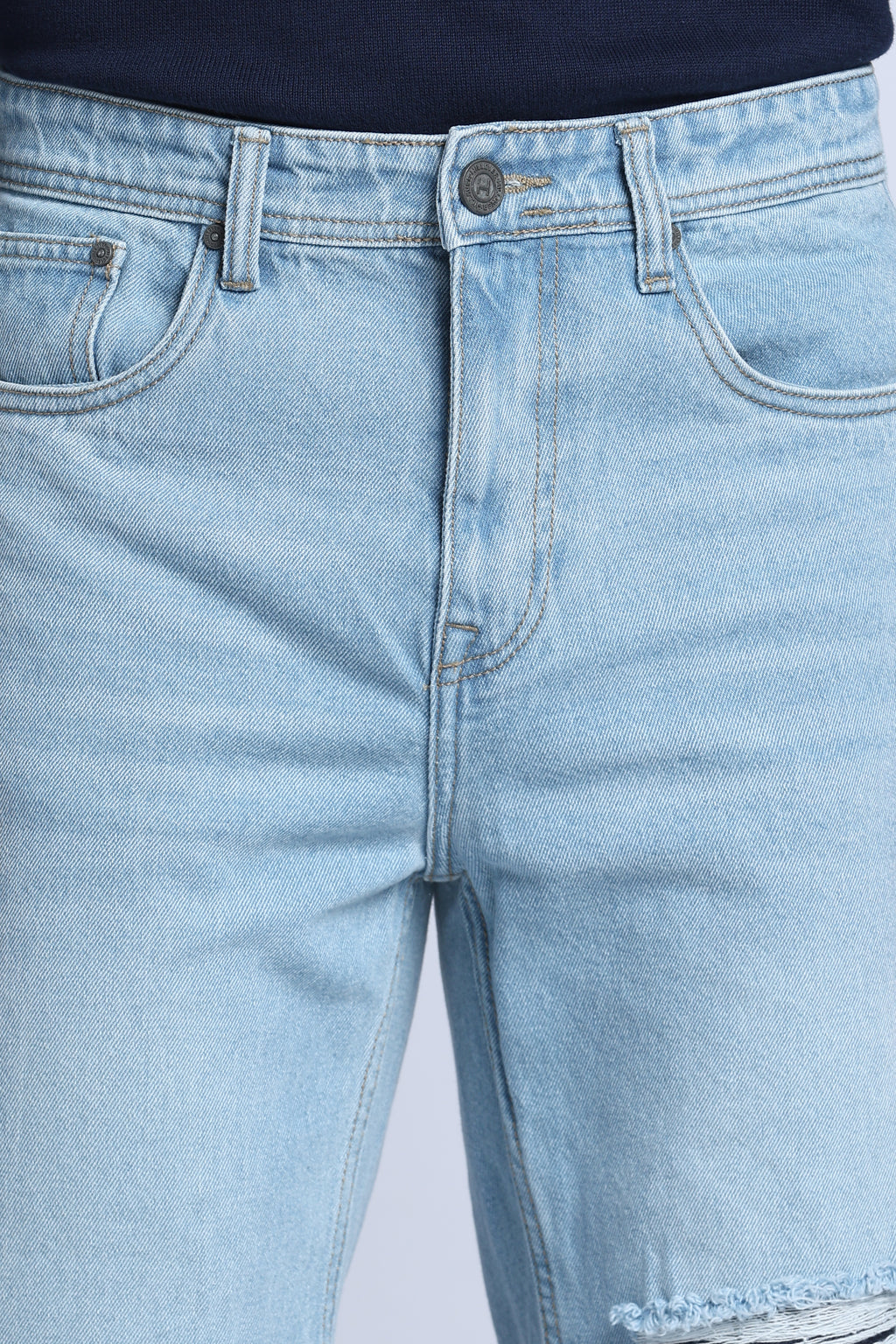 Hillover Light Blue Ripped Straight Fit