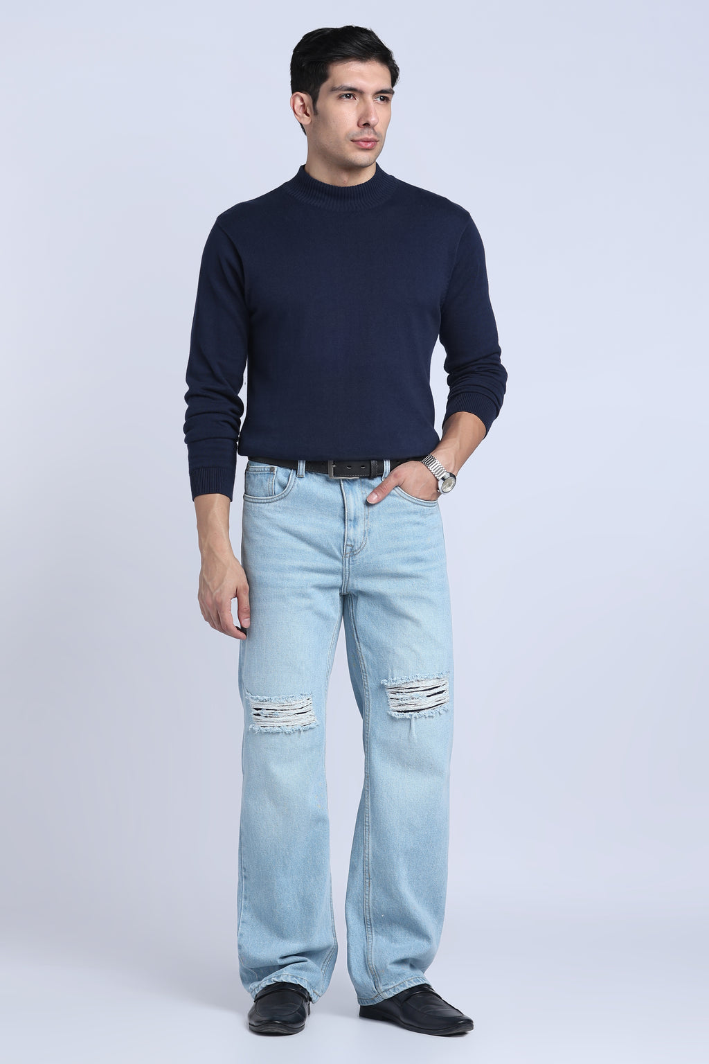 Hillover Light Blue Ripped Straight Fit