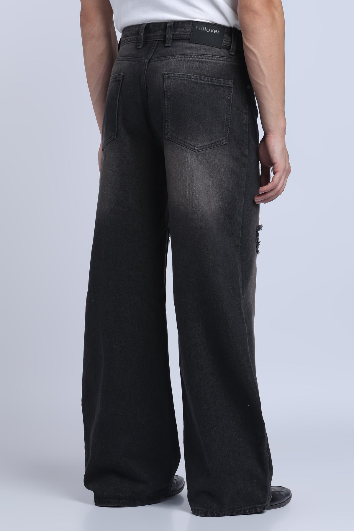 Hillover Men’s Ripped Grey Wide Leg