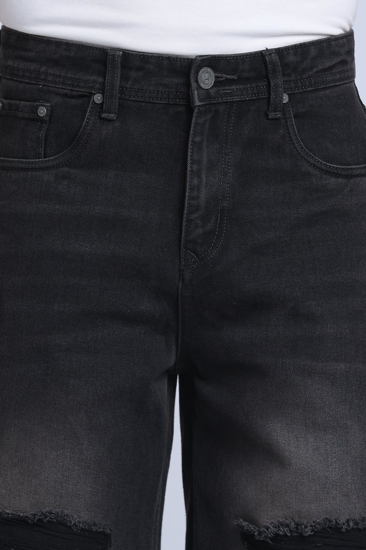 Hillover Men’s Ripped Grey Wide Leg