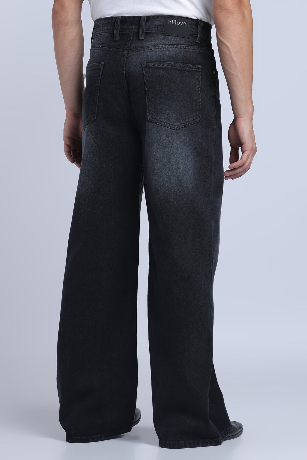 Hillover Men’s Black Ripped Wide Leg
