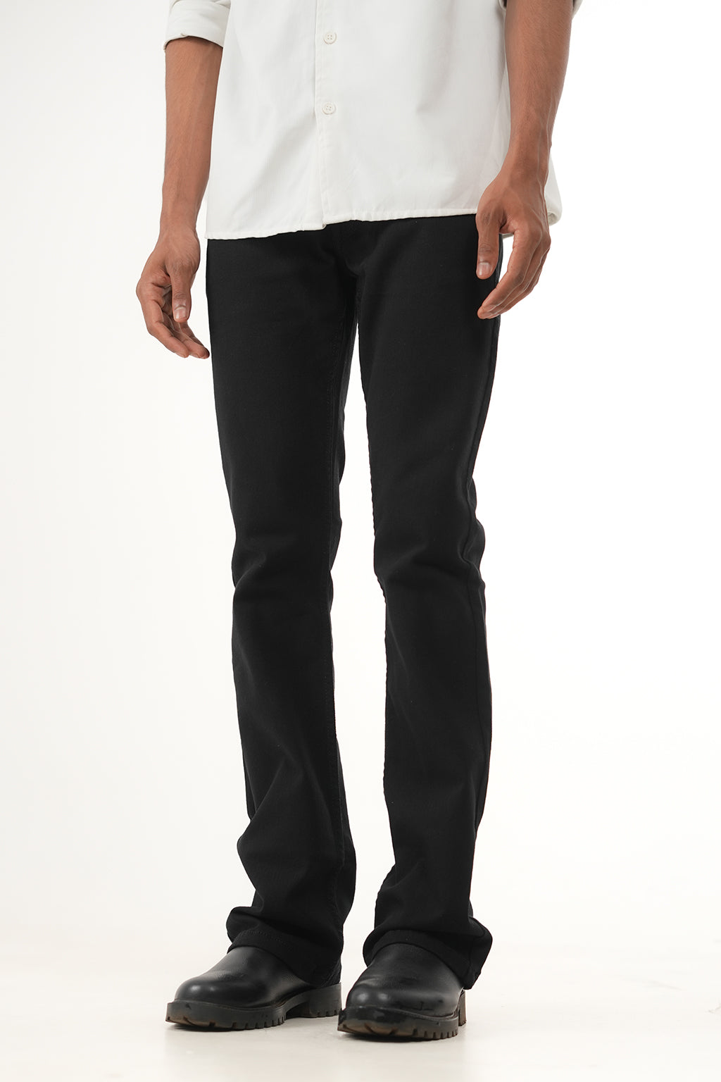 HILLOVER Jet Black Lycra Bootcut Jeans