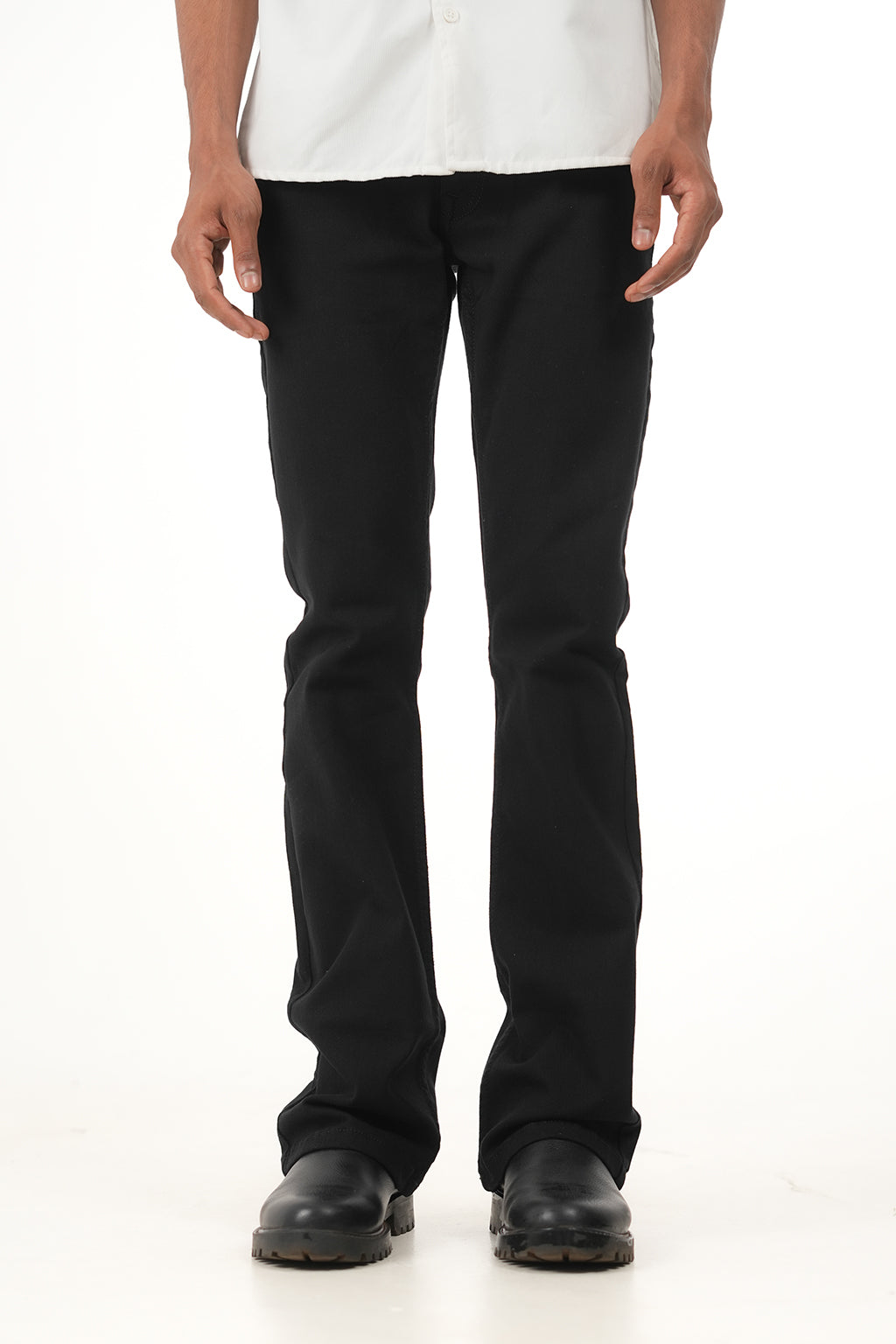 HILLOVER Jet Black Lycra Bootcut Jeans
