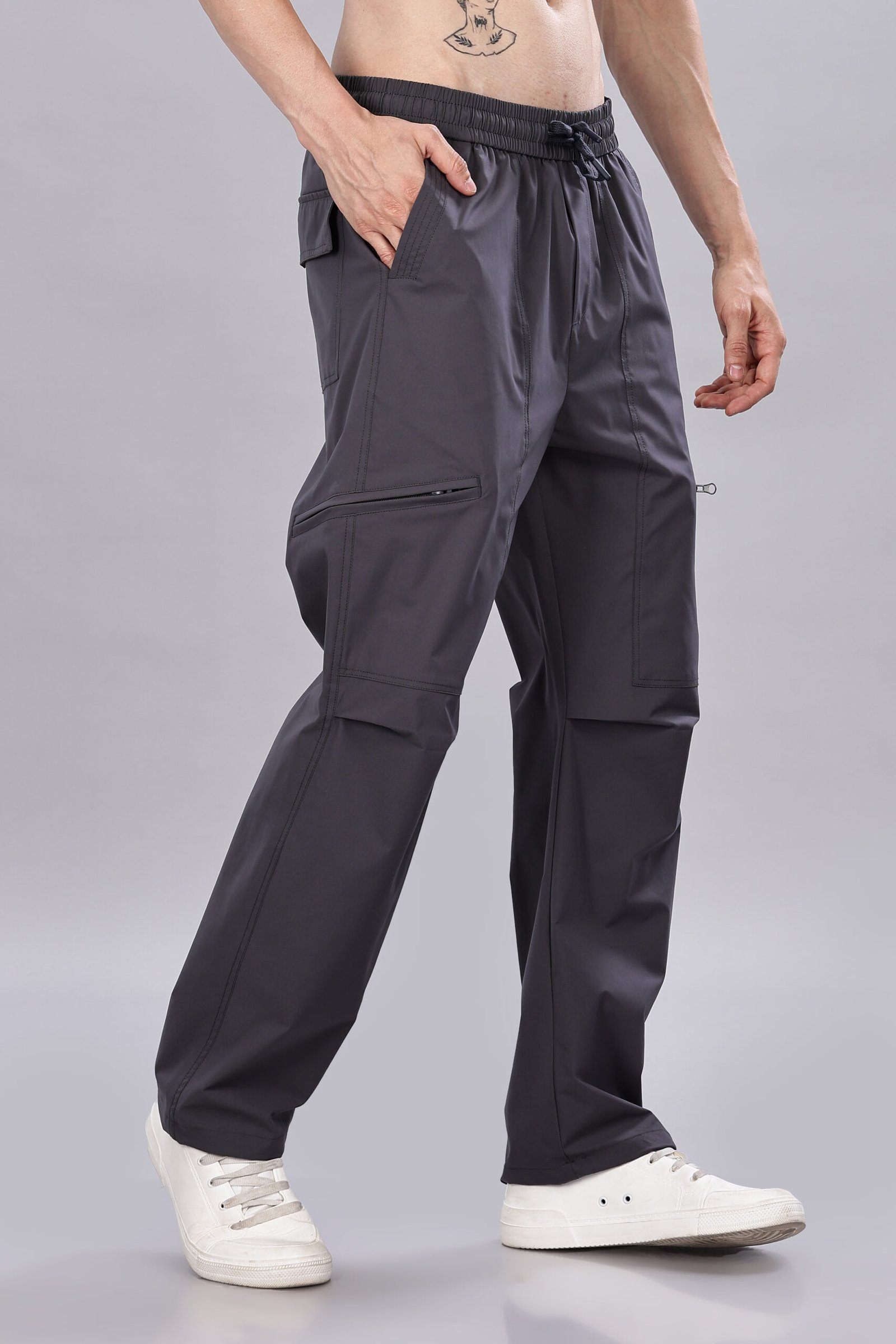KM FC -14 - M GREY (5) Men's Dark Olive & Grey Cargos Pant - Image 1