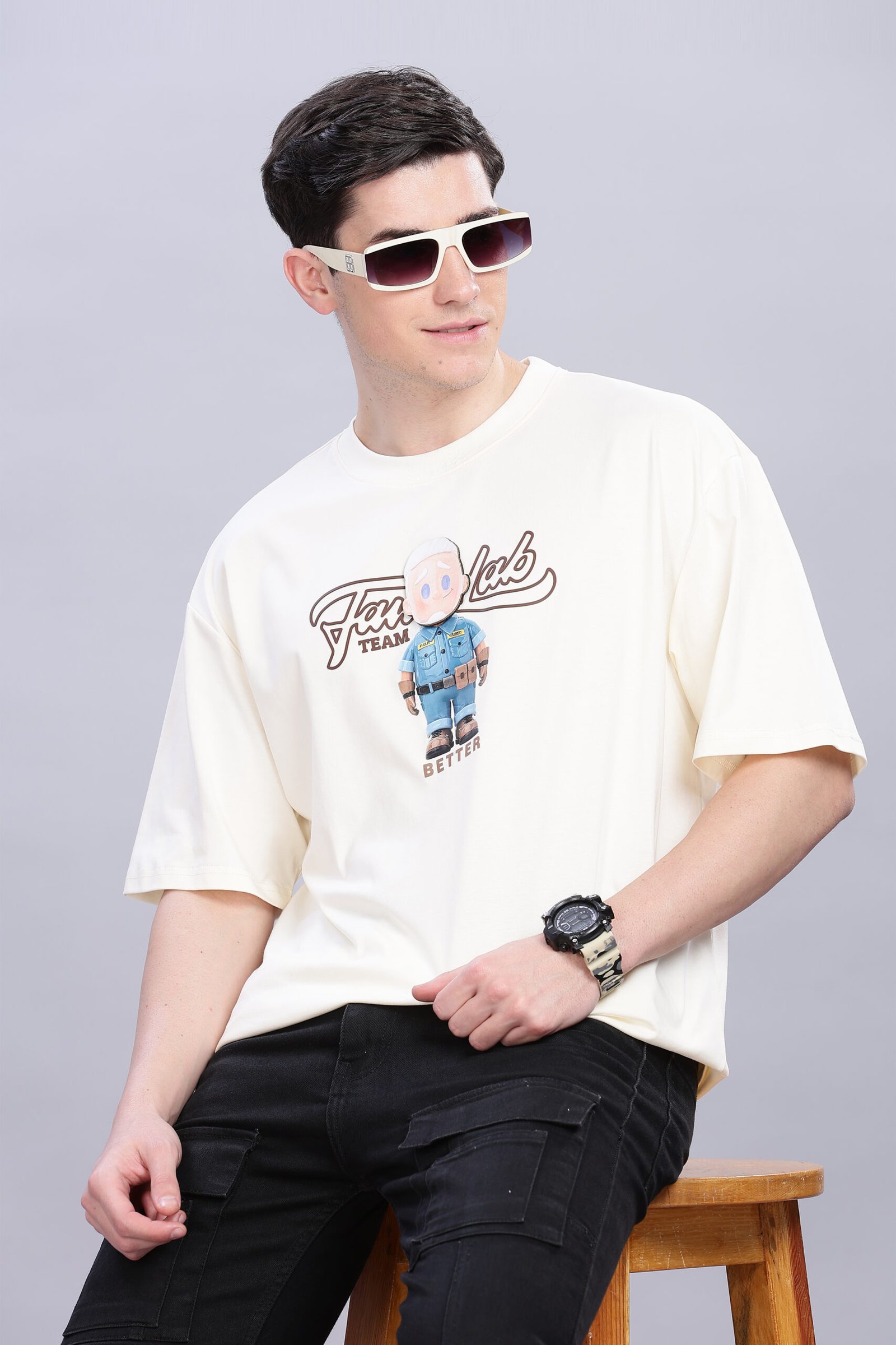 HLCLG 1101-beige (6) Oversize short sleeve T-shirt Cap Design - Image 1